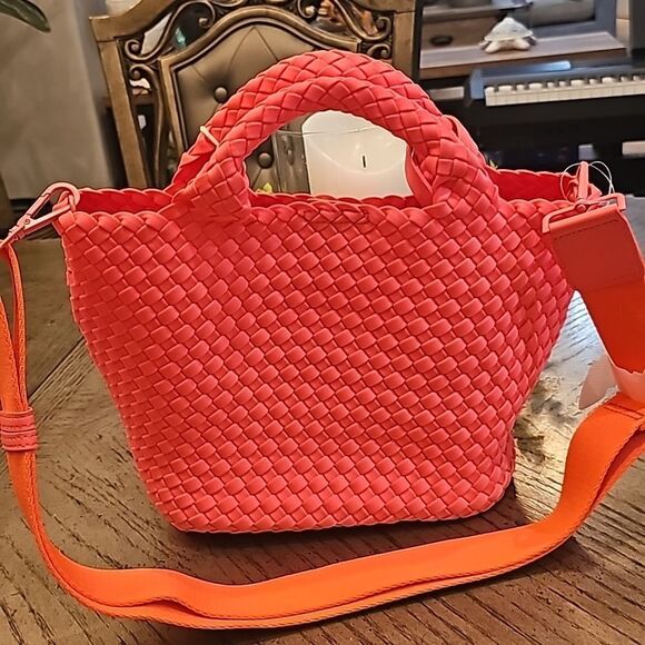 Madison West Kya neoprene 2 in 1 satchel bag NWT thick web canvas strap - Picture 3 of 7